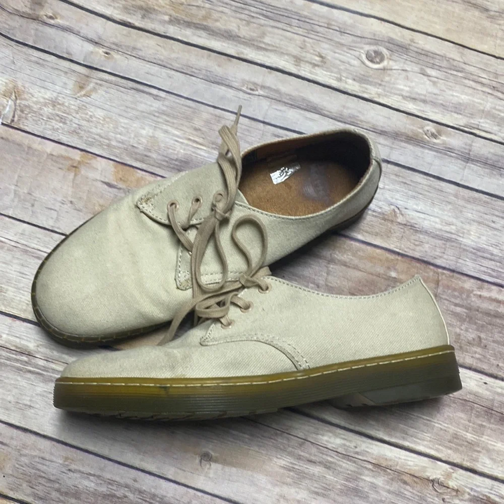 Dr. Martens Beige Canvas Lace-Up Shoes